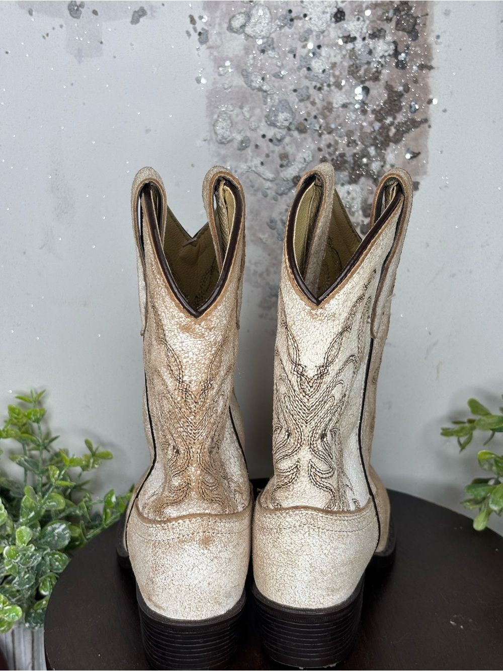 Smoky Mountain Kids Carolina Antique White Leather Western Cowboy Boots - Picture 3 of 6